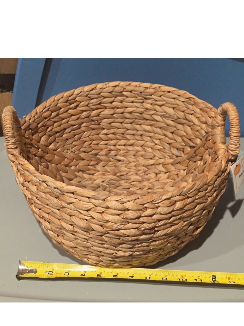 Round Wicker Decorative Basket w/ Handles Brown 13 in x 7